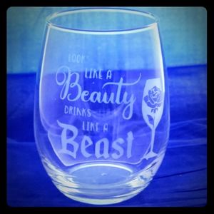 Etched Wine Glass